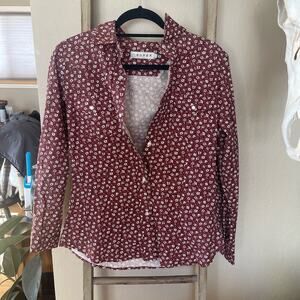 NWOT Roper Women’s Ditsy Floral Maroon and White Pearl Snap Western Size Small